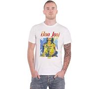 Bon Jovi T Shirt Slippery When Wet Band Logo Official Mens White L