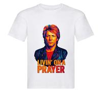 Bon Kids 80s Rock Music Inspired T-Shirt White Age 3-13 Jovi Graphic Tee