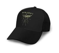Bon Music Jovi Baseball Cap Spliced Curved Brim Hat Unisex Adjustable Classic Cap Black