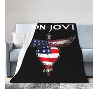Bon Music Jovi Flannel Blanket Throw Fluffy Lightweight Soft Warm Plush Throw Blanket Gifts 50""x40"", Black