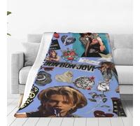 Bon Music Jovi Style Flannel Blanket Super Soft and Lightweight Blanket Suitable for Music Fans Room Decoration Blanket