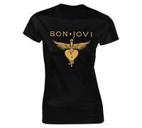 Bon Music Jovi Women's Short Sleeve Crew Neck T-Shirt Classic Fit Casual Sport Stretchy T-Shirt Black