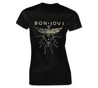Bon Music Jovi Women's Short Sleeve Crew Neck T-Shirt Classic Fit Casual Sport Stretchy T-Shirt Black