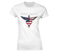 Bon Music Jovi Women's Short Sleeve Crew Neck T-Shirt Classic Fit Casual Sport Stretchy T-Shirt Black