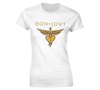 Bon Music Jovi Women's Short Sleeve Crew Neck T-Shirt Classic Fit Casual Sport Stretchy T-Shirt Black