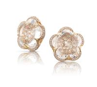 Bon Ton Earrings in 18ct Rose Gold with Rock Crystal and Diamonds