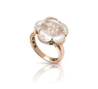 Bon Ton Ring in 18ct Rose Gold with Rock Crystal - Ring Size O