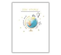 Bon Voyage' Good Luck Card for Women/Men - 'The Adventure Awaits' Globe - Special Finish - Eco-Friendly