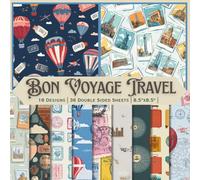 Bon Voyage Travel Scrapbook Paper Craft Pad: 18 Retro Travel Designs, 36 Double-Side Sheets Printed on 8.5"x8.5" Size Paper. Great For Card Making, ... Vacation Photo Album, DIY Project and More!