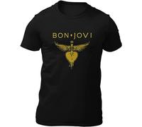 Bon x Jovi Gold Mens T-Shirt Unisex Black Casual Tees Size M