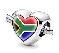 Bon4azuré South Africa Flag Beads for Bracelets Silver Charms for Women Charm Bead Jewellery Gifts Ideas for Girls