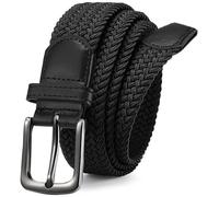 Bon4Extrao Braided Elastic Belt for Men, Fully Adjustable Elasticated Woven Mens Stretch Belt 1 3/8" for Golf, Trousers & Jeans, Hole-Free Comfort Design