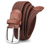 Bon4Extrao Braided Elastic Belt for Men, Fully Adjustable Elasticated Woven Mens Stretch Belt 1 3/8" for Golf, Trousers & Jeans, Hole-Free Comfort Design