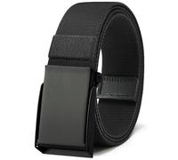 Bon4Extrao Elastic Belts for Men 3.8cm (1.5"), Elasticated Nylon Work Belt with Flip-Top Clamp Quick-Release Buckle for Hiking, Work & Golf, Fully Adjustable Hole-Free Comfort Stretch Fit