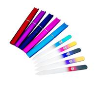 Bona Fide Beauty 5-Pack Czech Glass Nail File with Case Set - Professional Crystal Nail Files for Natural Nails (Multicolor). Thoughtful Gifts, Reusable Nail Files