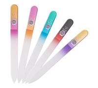 Bona Fide Beauty Czech Glass File Set, 5-Pc Files with Sleeves (Multicolor) | Genuine Bohemian crystal glass file with case, easy to clean fingernail file, reusable manicure tool, fine grit file