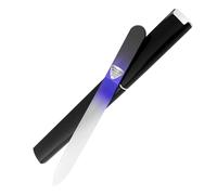 Bona Fide Beauty Czech Glass Nail File (Black Cobalt), Includes Black Case | Genuine Bohemian crystal glass file with case, easy to clean fingernail file, reusable manicure tool, fine grit file
