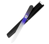 Bona Fide Beauty Czech Glass Nail File for Natural Nails, Single Crystal Nail File with Hardcase. Made in The EU. (Black Cobalt)