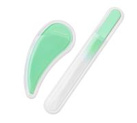 Bona Fide Beauty Ergonomic Nail File Set. 2-Piece Curved Ergofile Set Made from Czech Glass (Jade Color).