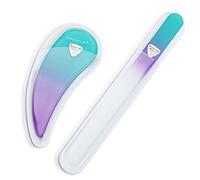 Bona Fide Beauty Ergonomic Nail File Set - 2PC Czech Glass Ergofile Set for Natural Nails and Acrylic Nails (Pastel Green and Violet)