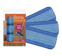 Bona Microfibre Cleaning Pad, for Wood and Hard-Surface Floors, fits Bona Family of Mops, 3 Count (Pack of 3), Blue