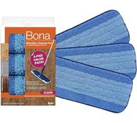 Bona Microfibre Cleaning Pad, for Wood and Hard-Surface Floors, fits Bona Family of Mops, 3 Count (Pack of 3), Blue