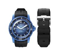 BONACE Curved Soft Rubber Waterproof Replacement Strap for Blancpain Swatch Fifty Fathoms - 22mm Quick Release Band for Men Women (Black)