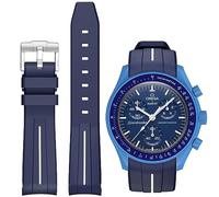 BONACE Omega x Swatch MoonSwatch/Rolex Watch/SEIKO Watch Strap 20mm Silicone Replacement Strap for Omega X Swatch Moonswatch Speedmaster No Gap, 20mm, No Gemstone