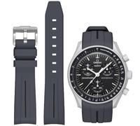 BONACE Strap for Omega x Swatch MoonSwatch Watch 20mm,Soft Rubber Omega X Swatch Moonswatch Speedmaster Replacement Strap,Curved No Gap Moonswatch Swatch strap for Men Women (Dark Gray black line 1)
