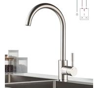 BONADE Low Pressure Kitchen Tap 360° Rotatable Low Pressure Kitchen Sink Mixer Tap SUS304 Stainless Steel with 3 Connections