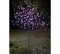 BONAFIDE 4ft Solar Powered Blossom Tree With 128 LED Lights, Outdoor Decorations for Garden, Cherry Blossom Tree with pegs, Indoor Outdoor Bright Festive Decor