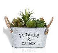 BONAFIDE Galvanised Oval Metal Planter, Sophisticated Galvanised Trough Planter, Plant Flower Pot Garden, Round Oval Garden Flower Plant Pot, Herbs Pot For Indoor & Outdoor
