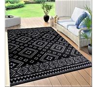 BONAFIDE Garden Rugs Outdoor Waterproof - Outdoor Rugs For Patios -Reversible Plastic Straws Garden Rug For Indoor/outdoor light Weight Large Outdoor Rugs -180L*120W Cm (BLACK)