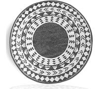BONAFIDE GREY AND WHITE Portable Plastic Outdoor Rugs, Round Patio Rugs for Garden, Round Indoor Outdoor Area Rug, Waterproof Ligthweight Plastic Straw Rug, Outdoor Area Rugs for Porch