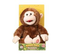 BONAFIDE Interactive Giggling Monkey Plush Toy - Funny Face Soft Cuddly Monkey With Sounds For Kids - Squeezable Plushie Animal Toy For Babies And Children