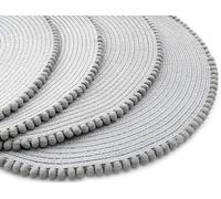 BONAFIDE Set of 4 Round Braided Placemats for Dining Table, Circle Tableware Essentials Waterproof Heat Resistant Vinyl Wipeable Place Mats, 4 Pcs 15 Inches Waterproof Washable Table Mats (Grey)