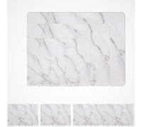 BONAFIDE Set Of 8 Heat Resistant Cork Marble Placemats For Dining Table, Table Placemats, Cork Backed Place Mat And Coasters For Indoor & Outdoor Use (White Marble)