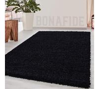 BONAFIDE Ultra Soft Floor Carpet, 5cm Thick Pile Fluffy Rugs, Soft Fluffy Shaggy Bedroom Rug Floor Carpet with Durable Anti-slip Backing, Non Shedding (BLACK, 60 X 110CM)