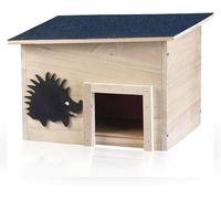 BONAFIDE Wooden Best Pet Garden Hedgehog House, Hibernation Shelter with Bark Roof, Wooden Predator Proof Outdoor Habitat Feeding Station Wildlife Outdoor Habitat Pet