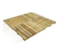 BONAFIDE Wooden Square Garden Decking Tiles With A Natural Hardwood Finish, Interlocking Flooring Tiles Patio Deck Tiles For Balcony Porch Backyard 45cm x W45cm (4)