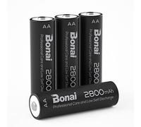 BONAI 2800mAh AA Rechargeable Battery NI-MH 1200 Cycles High Capacity Rechargeable aa Batteries, Pack of 4