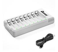 BONAI 8 Bay Battery Charger for AA AAA Ni-MH Ni-CD Rechargeable Batteries with USB Port 8 LEDs