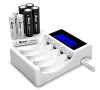 BONAI LCD Smart Individual AA AAA Rechargeable Battery Charger With 4 Pack 2800mAh NiMH AA Rechargeable Batteries and 4 Pack 1100mAh NiMH AAA Rechargeable Batteries