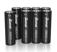 BONAI ni-mh AA Rechargeable Batteries 2800mAh 1200 Cycles High Capacity Rechargeable Battery AA Low Self-Discharge x 8