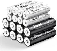 BONAI Rechargeable Batteries AA AAA Pack of 16, 2800mah AA Rechargeable Batteries 8 Pack and 1100mah AAA Rechargeable Batteries 8 Pack