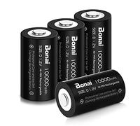 BONAI Rechargeable Batteries D LR20 10000mAh Ni-MH 1.2V Accu, Type D Baby D LR20 Rechargeable Battery 1200 Cycles, Low Self-Discharge Long Life (4 Batteries)