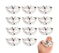 BONAKULA 12 Pieces Decorative Mini Masquerade Mask Party Bottle Christmas Tree Decorations Hand-Painted Mardi Gras Venetian Masks (Silver)