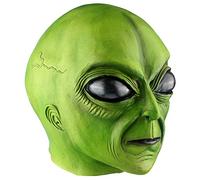 BONAKULA Scary Halloween Area 51 Alien Adult Mask Creepy Latex Cosplay Costume Props (Green)
