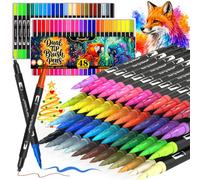 Bonala 48 Colours Dual Tip Colouring Pens, Fine & Brush Tip Coloured Pens for Adult Colouring Books, Fineliner Pens & Brush Pens with Case for Drawing, Sketching & Calligraphy