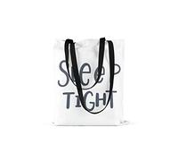 Bonamaison Printed Tote Bag, Reusable Grocery Bag, Shopping Bag, Machine Washable, Foldable, Canvas Cloth Bag with Black Handles, Size: 48x55 Cm